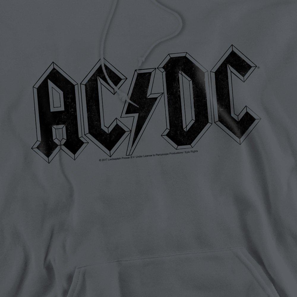 Charcoal - ACDC - AC DC Worn Logo Hoodie Charcoal - 2