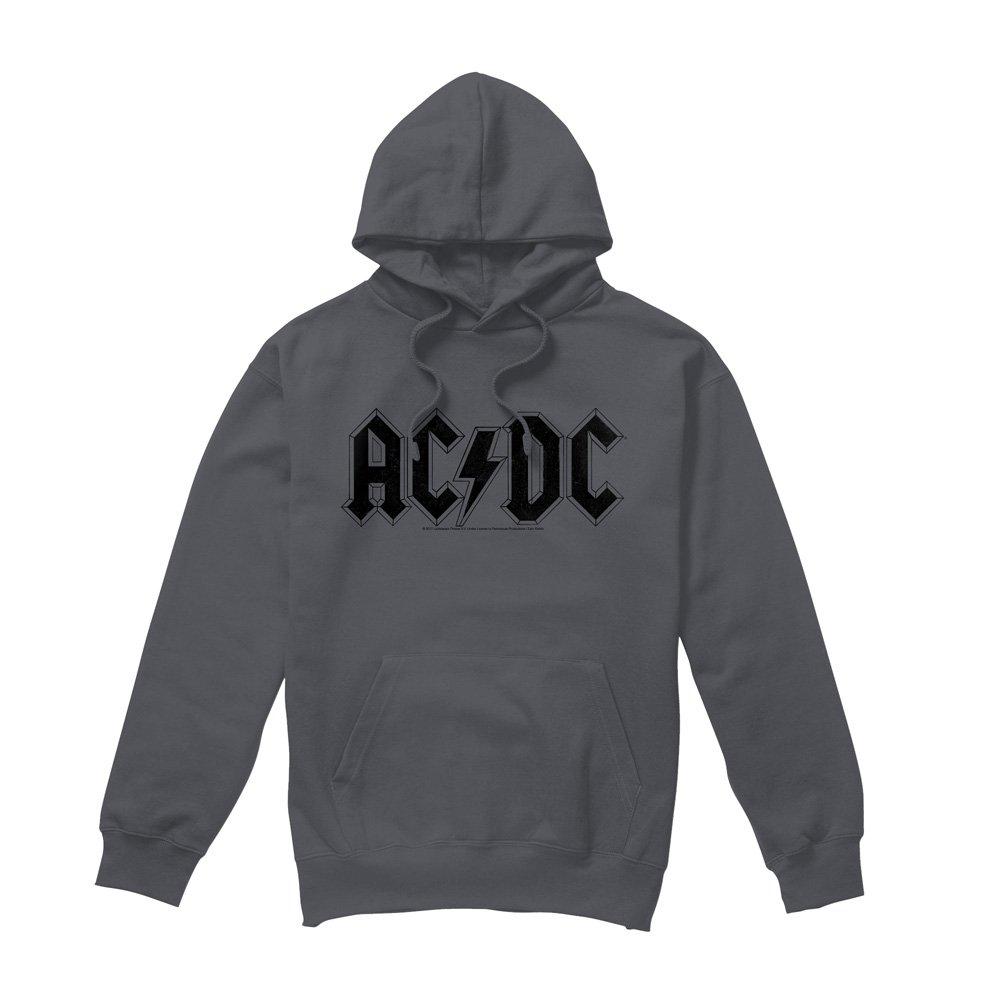 Charcoal - ACDC - AC DC Worn Logo Hoodie Charcoal - 4