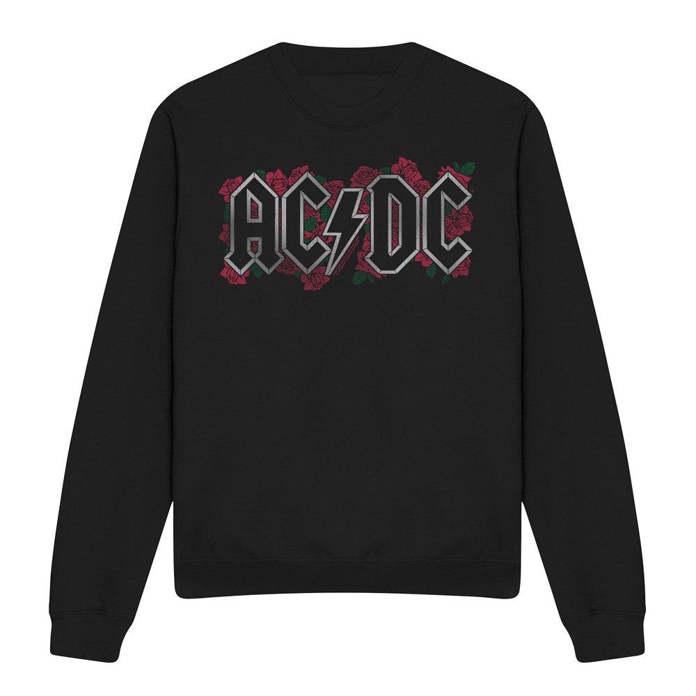 Black - ACDC - AC DC Roses Logo Crew Sweatshirt Black - 4