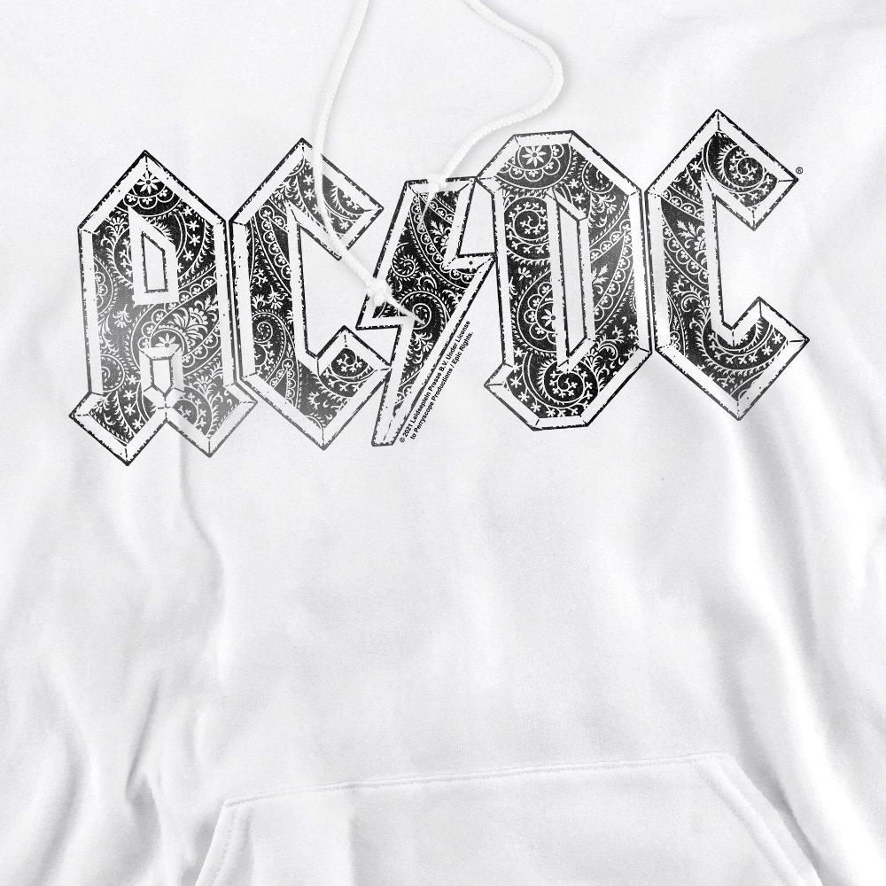 White - ACDC - AC DC Paisley Logo Hoodie White - 2