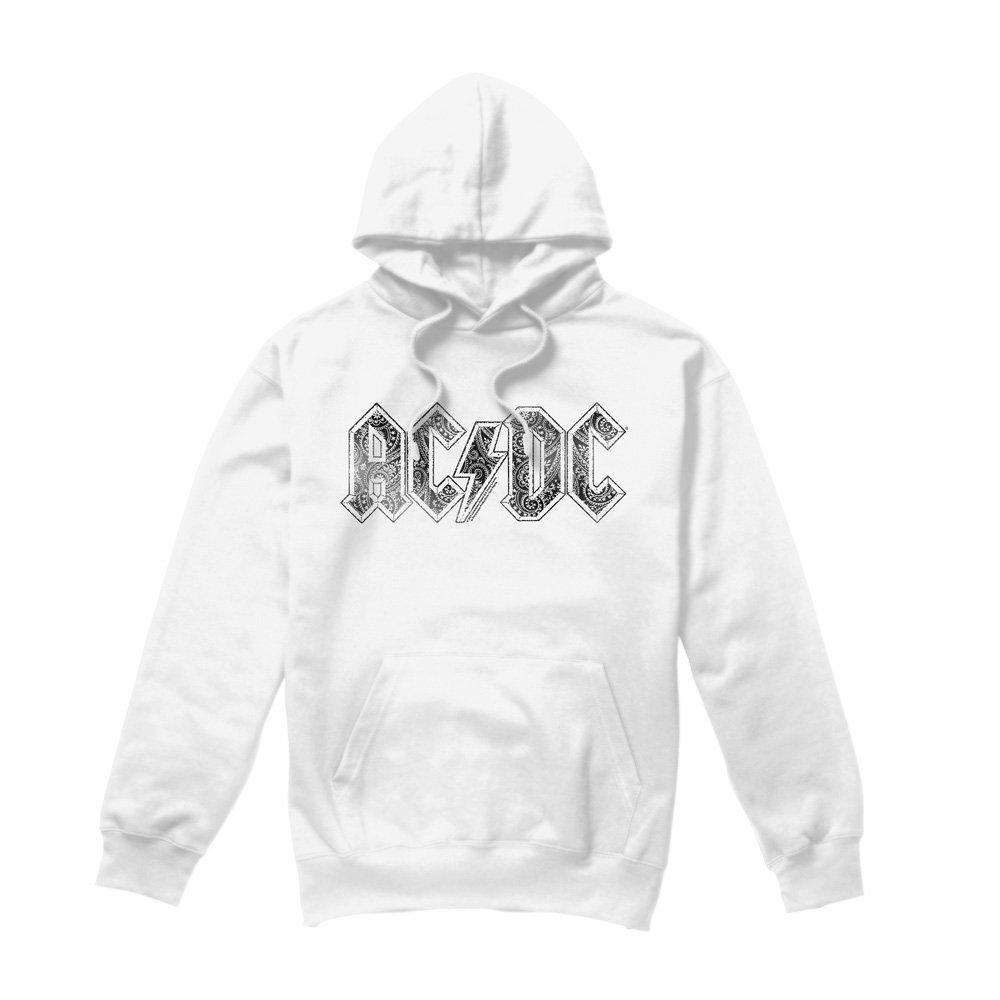White - ACDC - AC DC Paisley Logo Hoodie White - 4