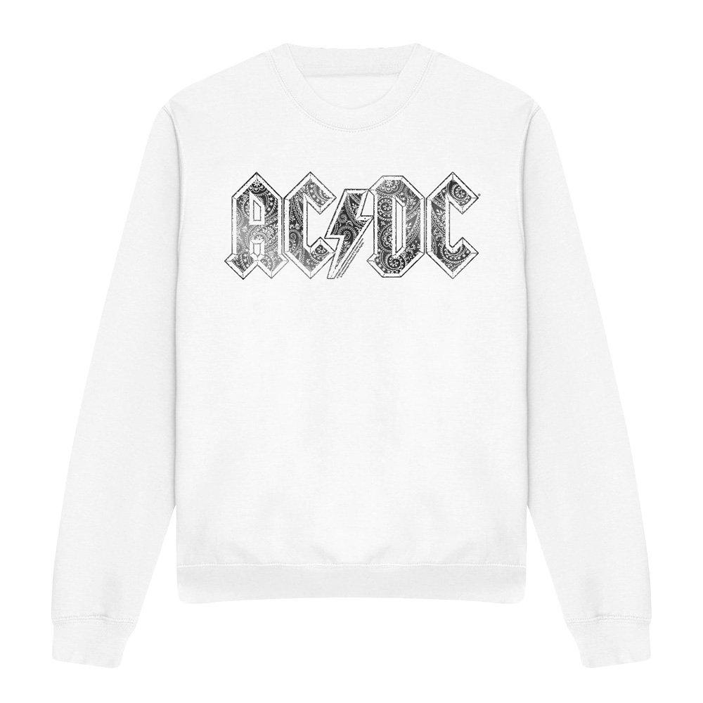 White - ACDC - AC DC Paisley Logo Crew Sweatshirt White - 4