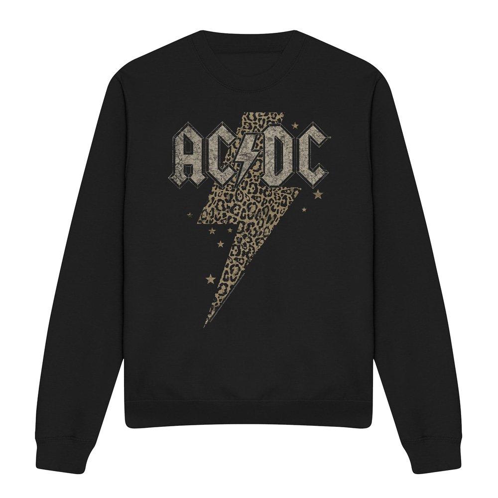 Black - ACDC - AC DC Leopard Bolt Crew Sweatshirt Black - 4