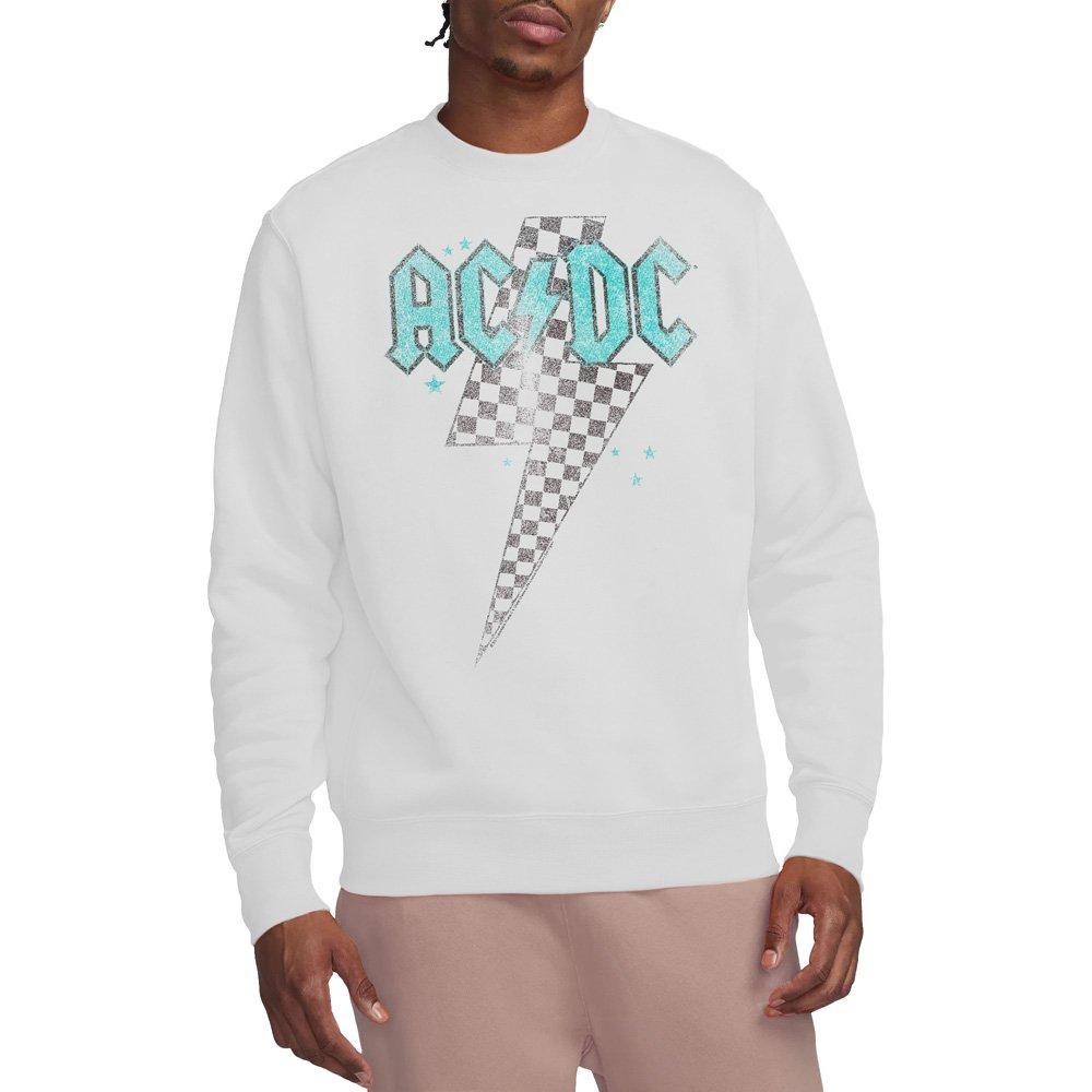 White - ACDC - AC DC Skewed Checkerboard Bolt Crew Sweatshirt Wh - 1