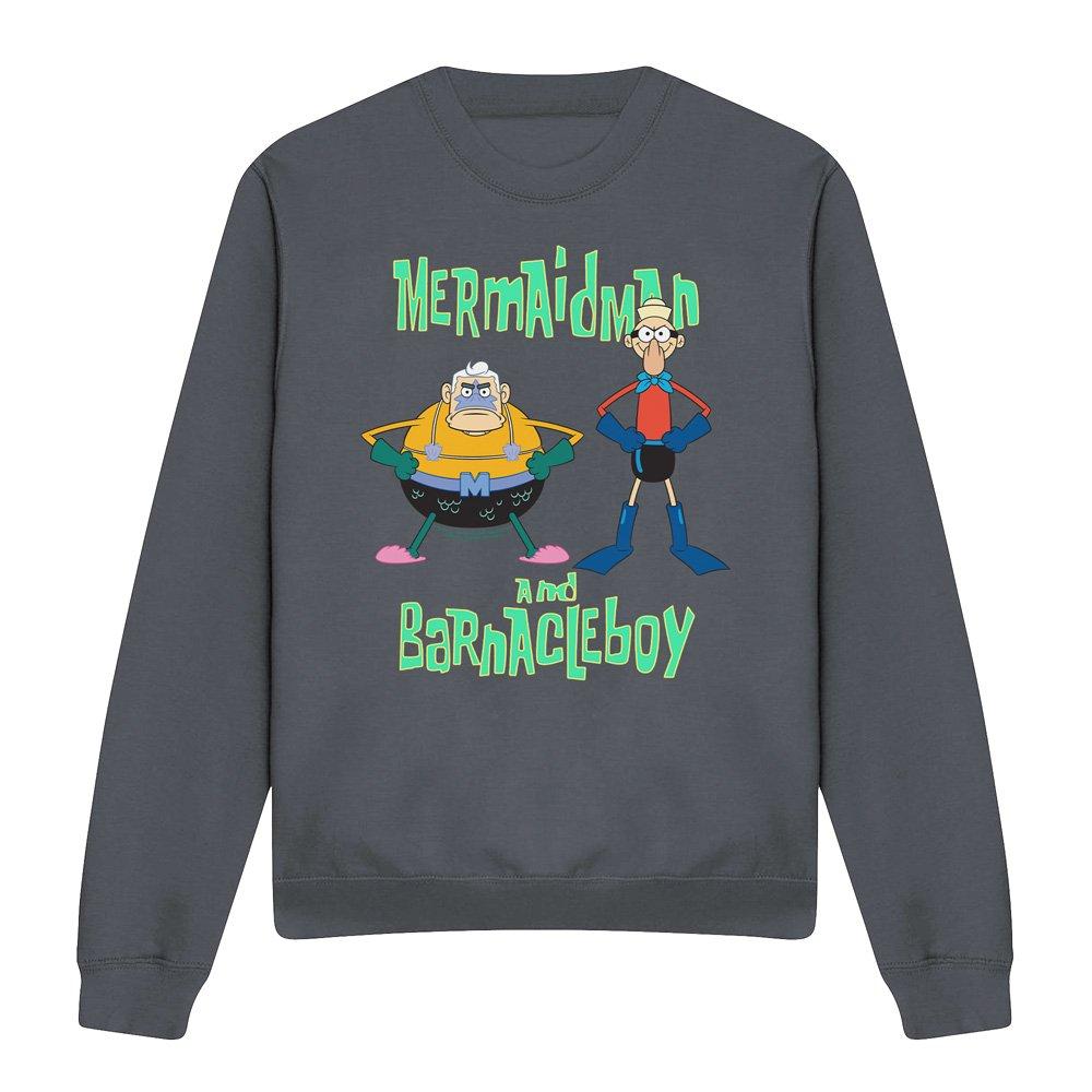 Charcoal - Spongebob - Spongebob Mermaid Man And Barnacle Boy Crew Sweats - 4