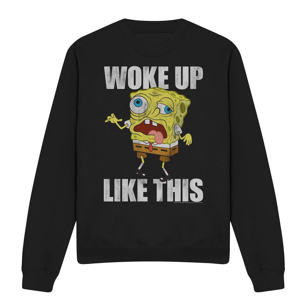 Black - Spongebob - Spongebob Woke Up Like This Meme Crew Sweatshirt - 4