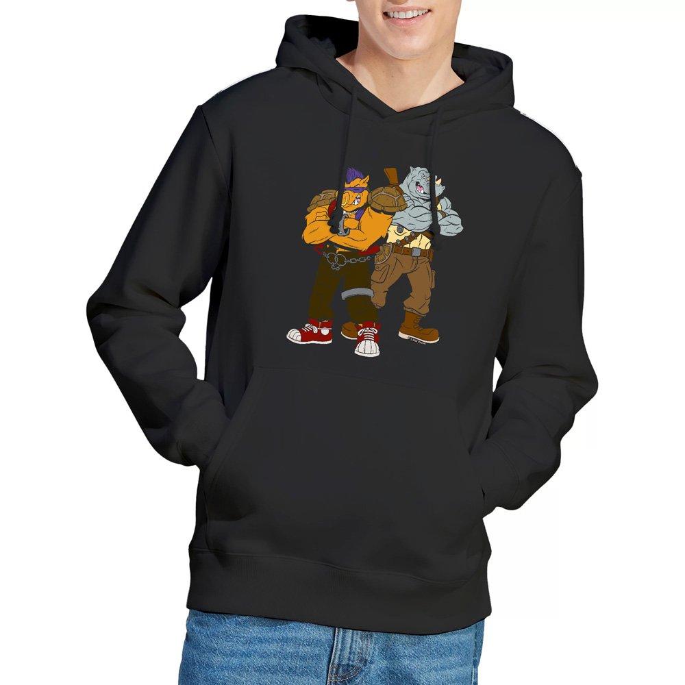 Black - Teenage Mutant Ninja Turtles - Tmnt Bebop And Rocksteady Hoddie Black - 1