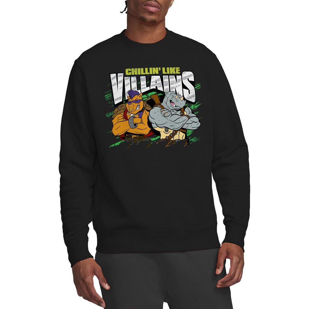 Black - Teenage Mutant Ninja Turtles - Tmnt Chillin Like Villains Crew Sweatshirt Black - 1