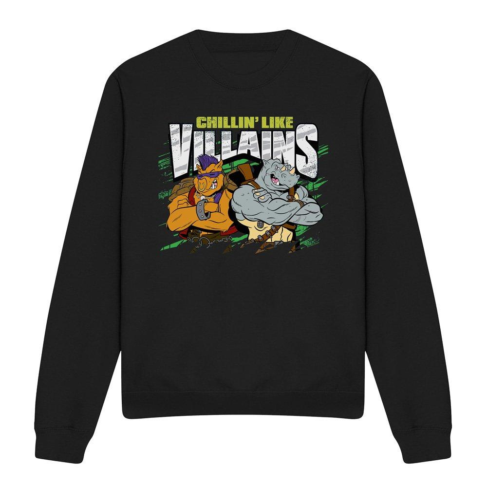 Black - Teenage Mutant Ninja Turtles - Tmnt Chillin Like Villains Crew Sweatshirt Black - 4