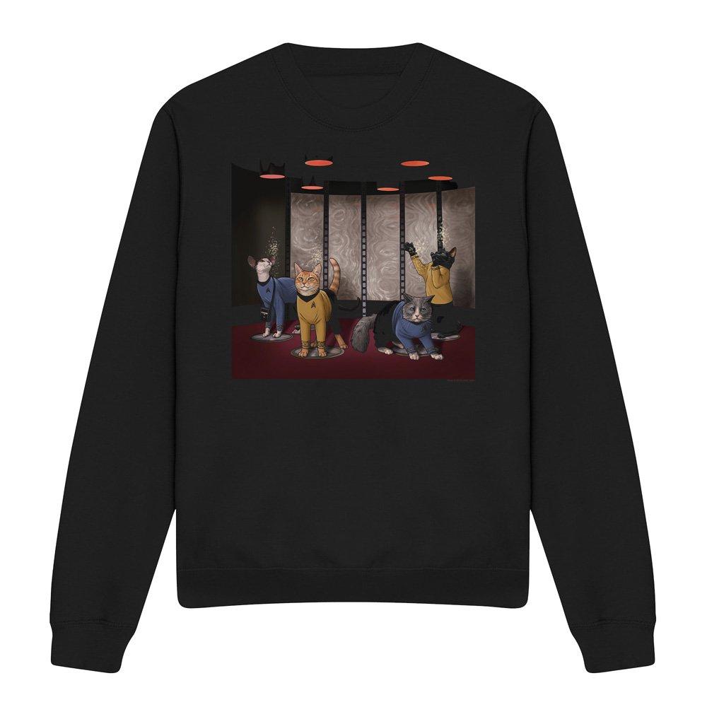 Black - Star Trek - Star Trek Beam Meow Up Crew Sweatshirt Black - 4