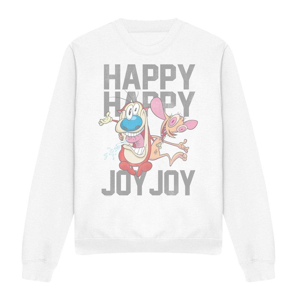 White - Other - Ren And Stimpy Happy Happy Joy Joy Crew Sweatshirt - 4