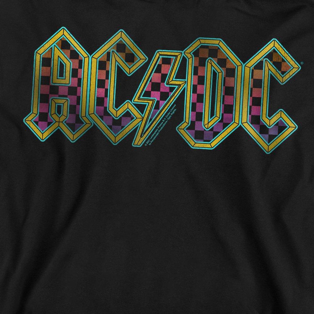 Black - ACDC - AC DC Checkerboard Gradient Logo Crew Sweatshirt - 2