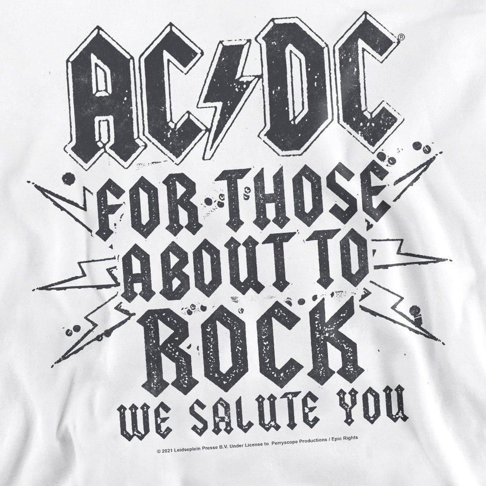 White - ACDC - AC DC Salute Crew Sweatshirt White - 2