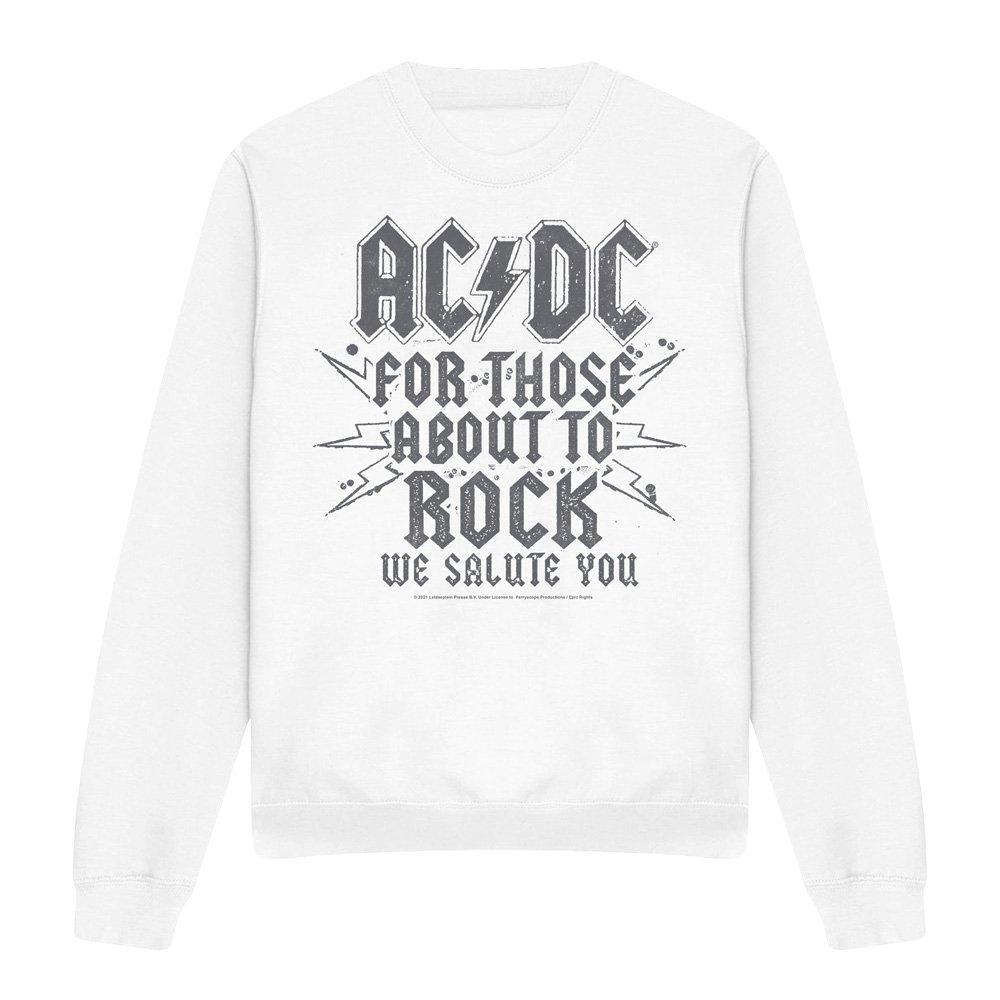 White - ACDC - AC DC Salute Crew Sweatshirt White - 4
