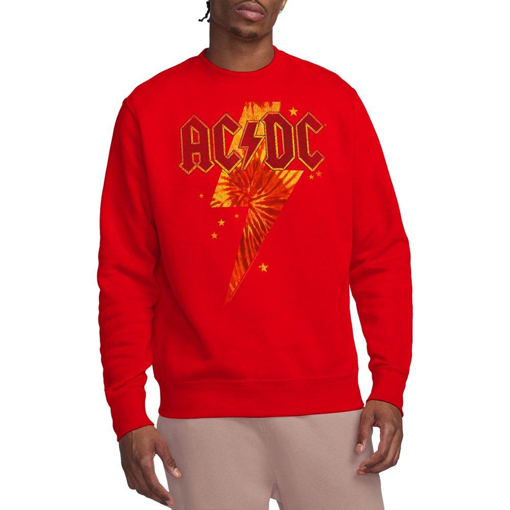 ACDC AC DC Tie Dye Bolt Crew Sweatshirt Red