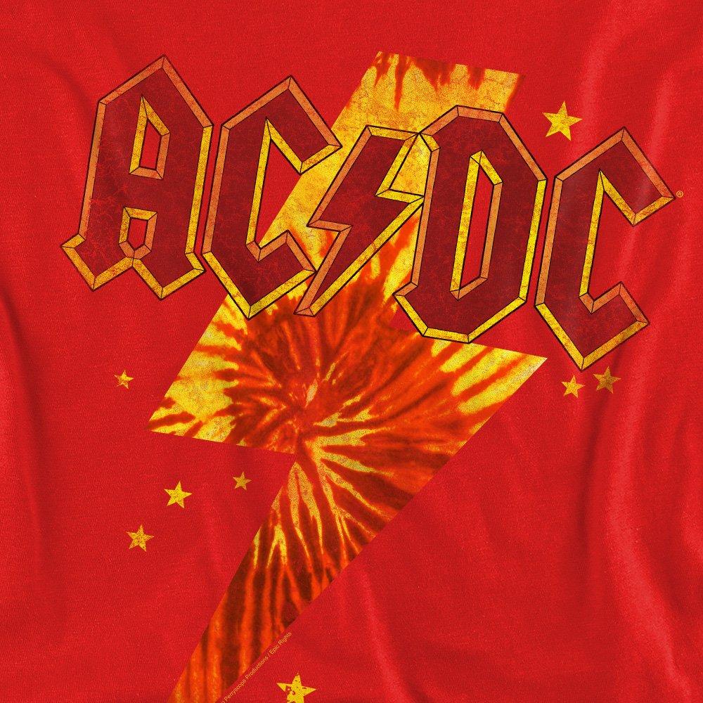 Red - ACDC - AC DC Tie Dye Bolt Crew Sweatshirt Red - 2