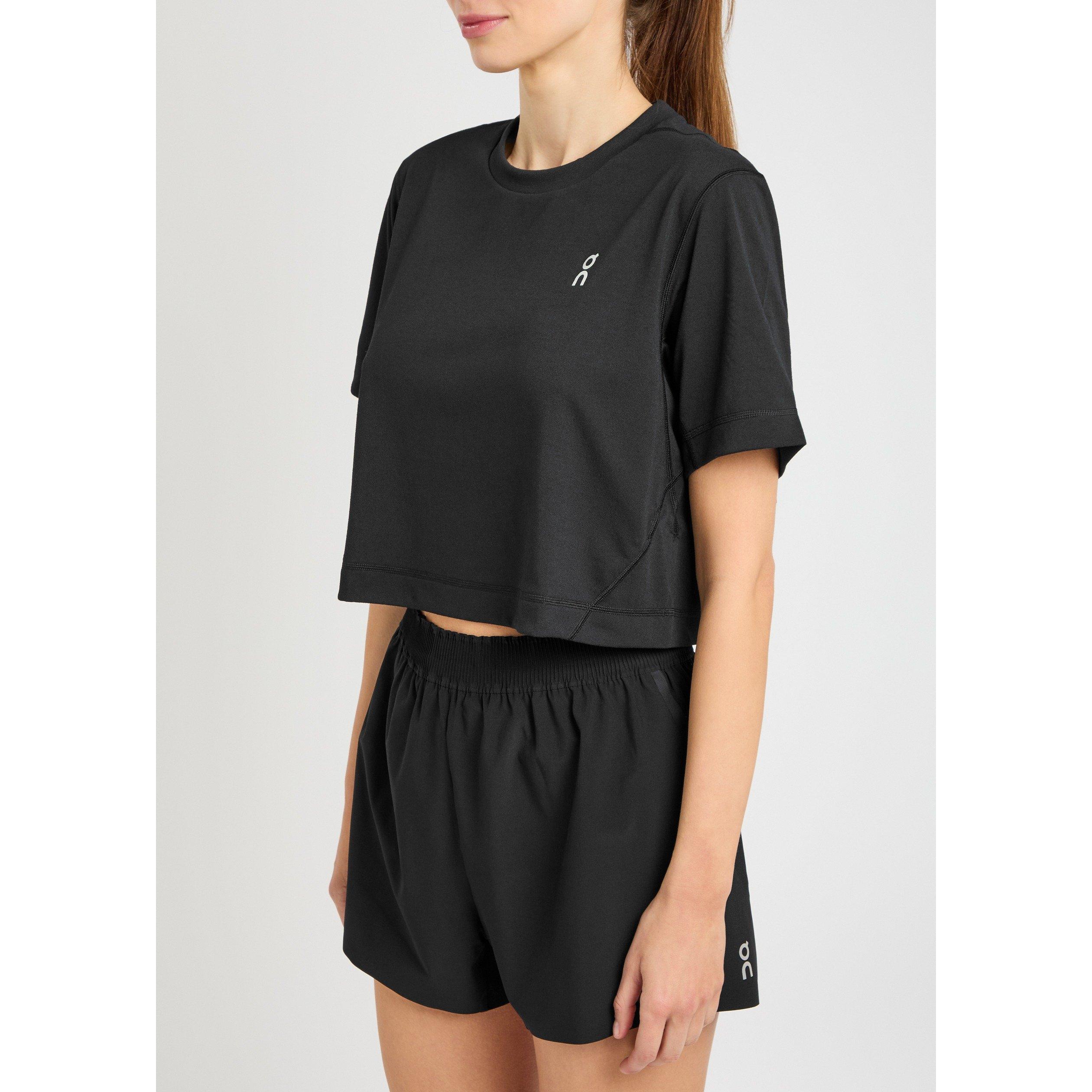 BLACK - On - Women's Short-Sleeve Cropped Performance T-Shirt - 2