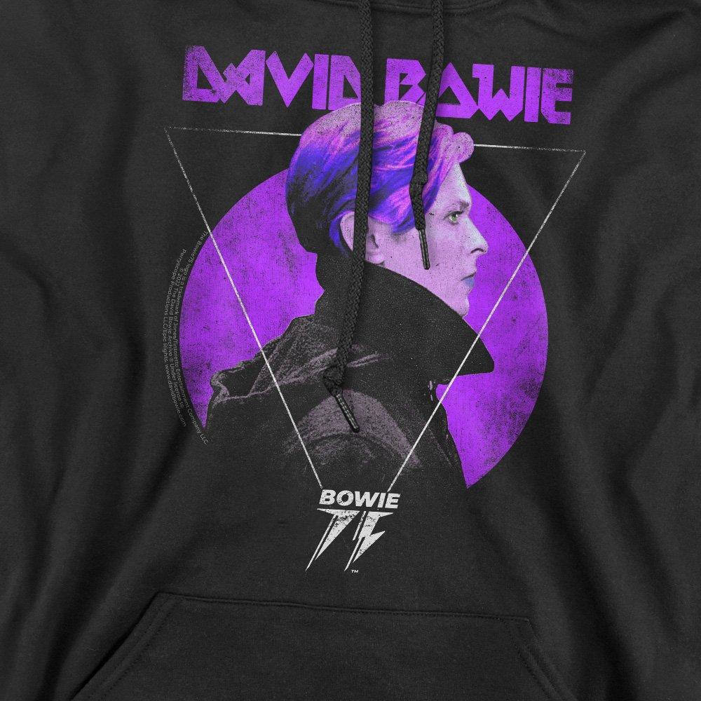 Black - David Bowie - David Bowie Side Profile 75 Logo Hoddie Black - 2