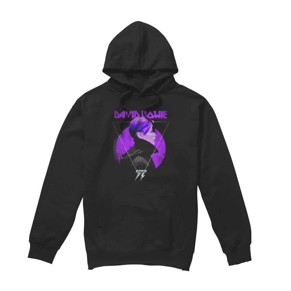 Black - David Bowie - David Bowie Side Profile 75 Logo Hoddie Black - 4