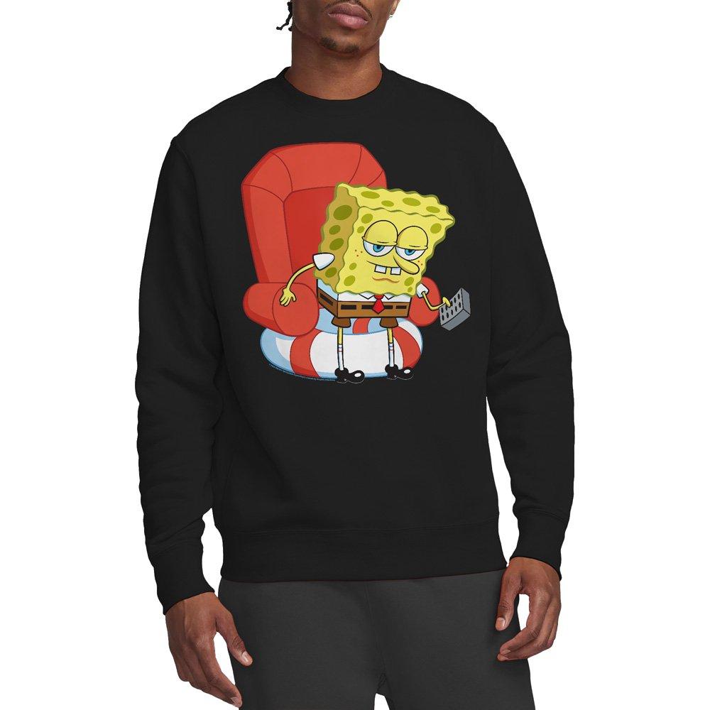 Black - Spongebob - Spongebob Head Out Meme Crew Sweatshirt Black - 1