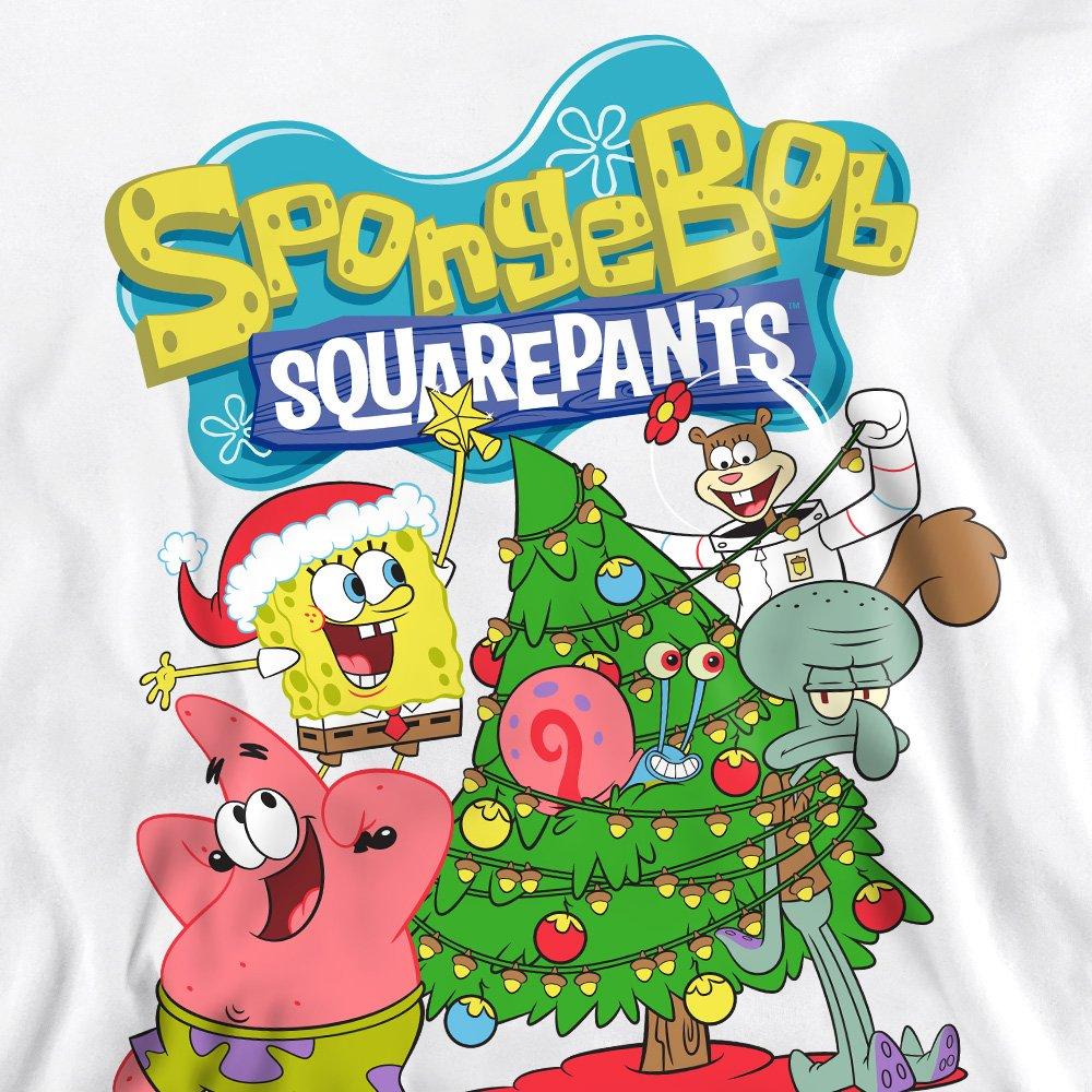 White - Spongebob - Spongebob Squarepants Christmas Tree Crew Sweatshi - 2