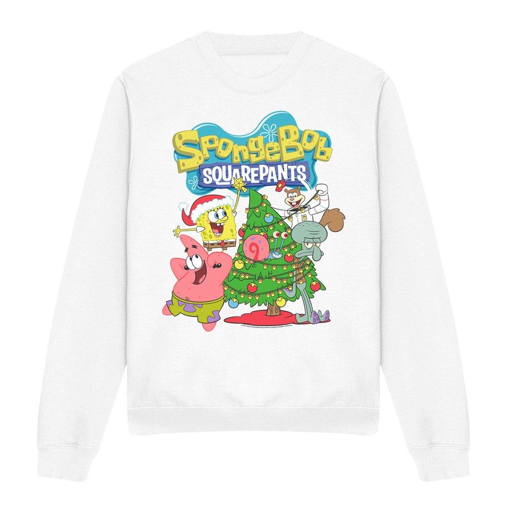 White - Spongebob - Spongebob Squarepants Christmas Tree Crew Sweatshi - 4