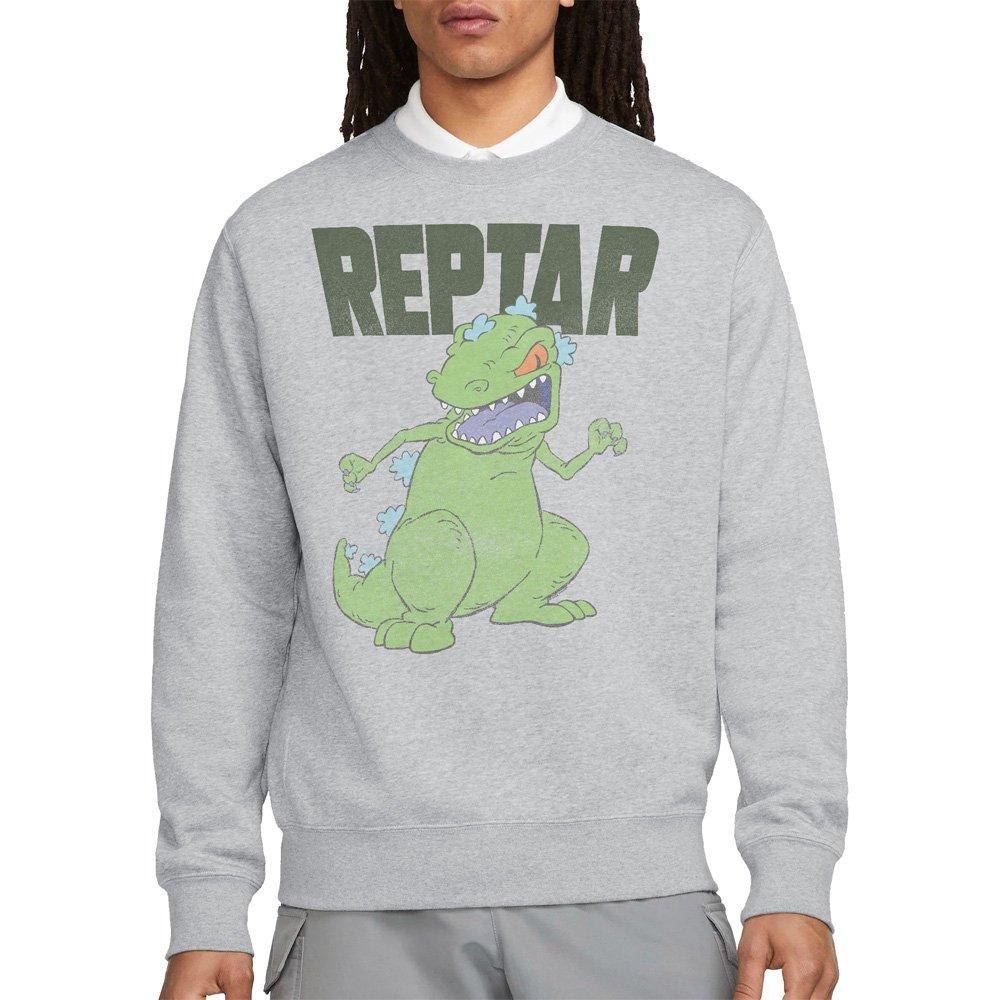 Light Grey - Nickelodeon - Rugrats Reptar Big Crew Sweatshirt Athletic Heath - 1