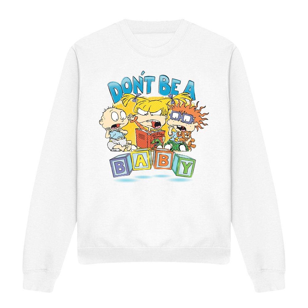 White - Nickelodeon - Rugrats DonT Be A Baby Blocks Crew Sweatshirt Wh - 4