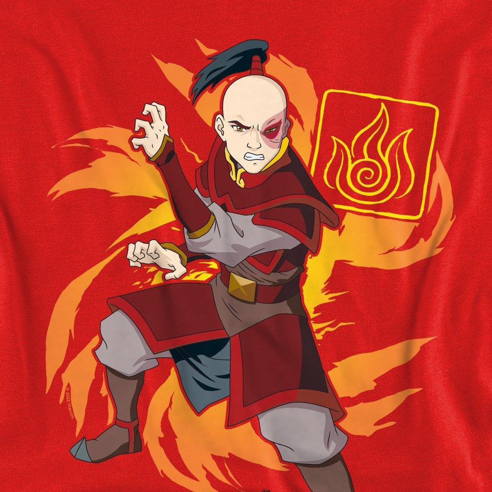 Red - Nickelodeon - Avatar The Last Airbender Zuko Flame Burst Crew Sw - 2