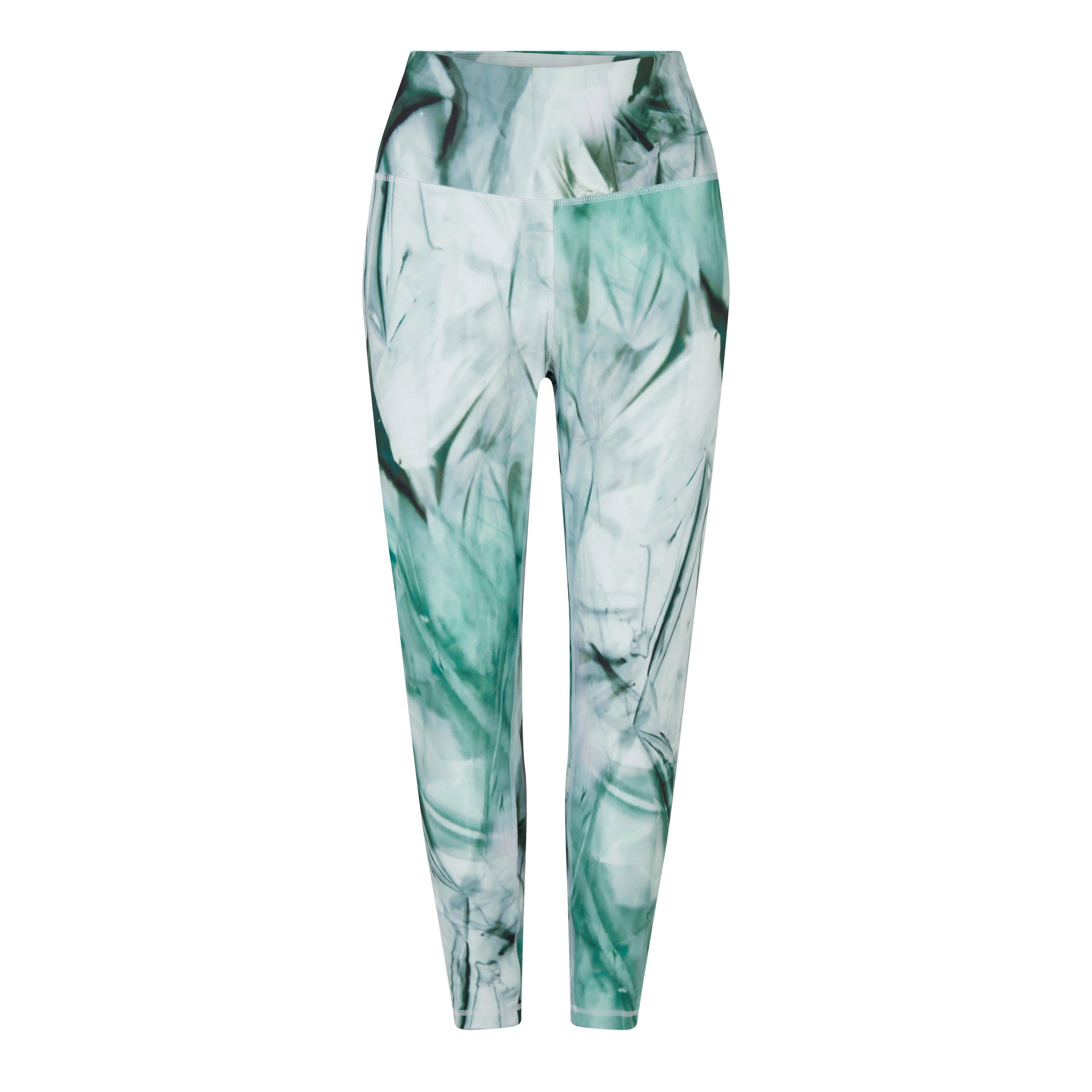 Reebok Women's Lux Bold High-Waisted Liquid Abyss Print Performance Gym Legging - Light Sage - 4-6