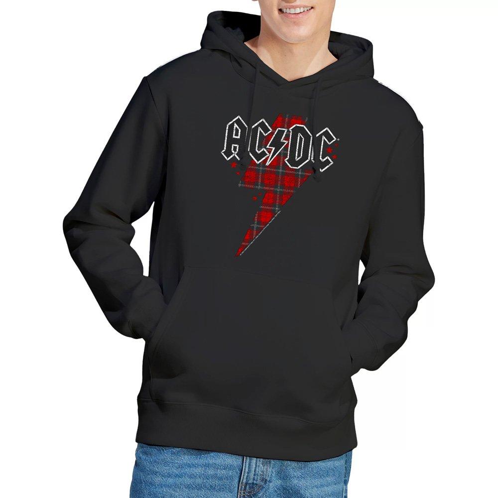 Black - ACDC - AC DC Plaid Bolt Hoddie Black - 1