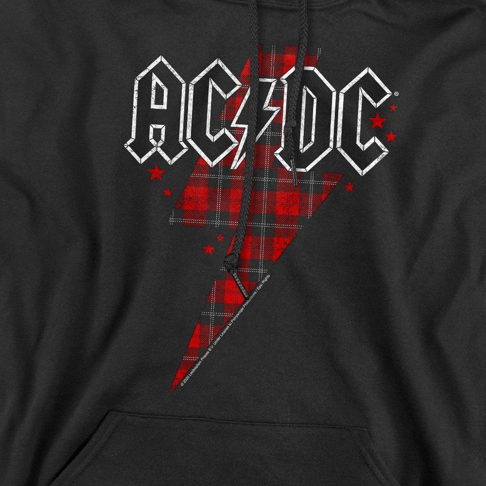 Black - ACDC - AC DC Plaid Bolt Hoddie Black - 2