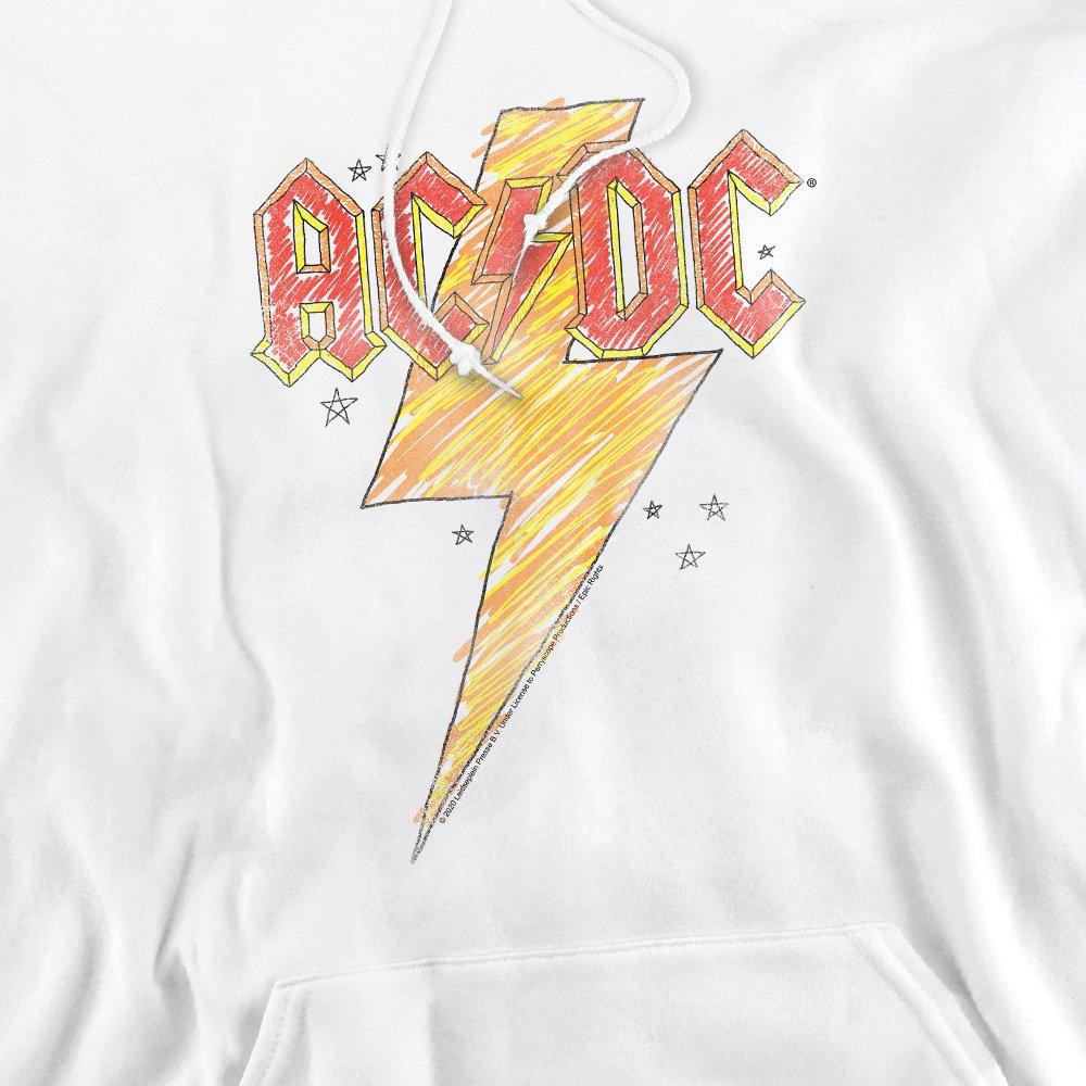 White - ACDC - AC DC Sketch Bolt Hoodie White - 2