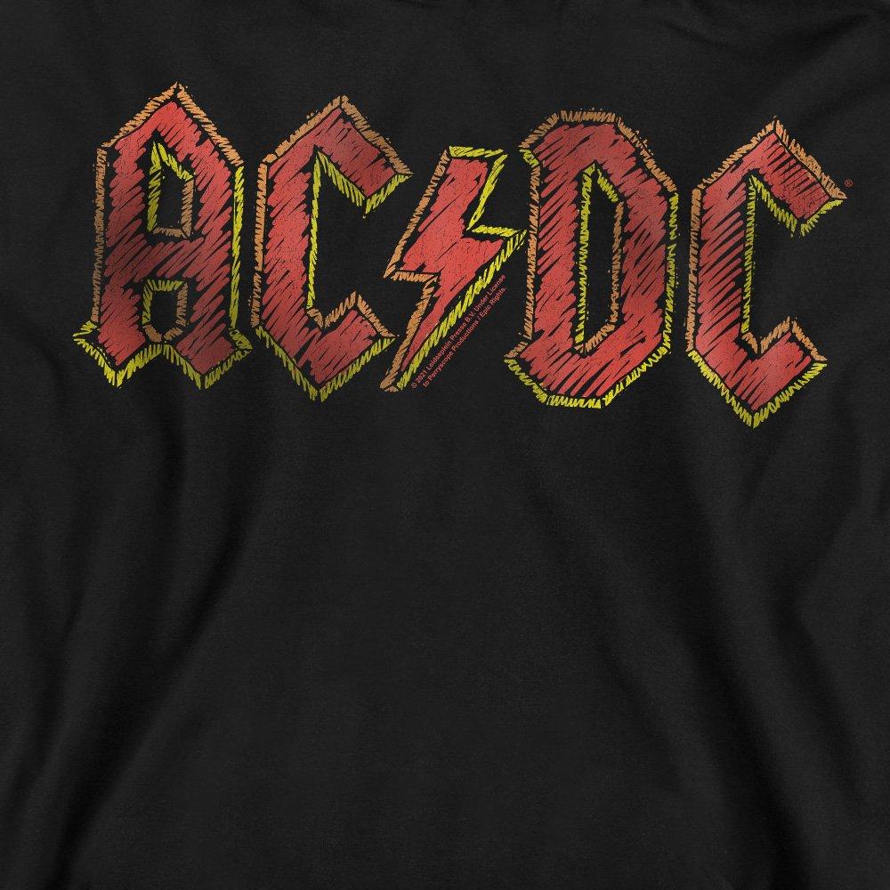 Black - ACDC - AC DC Hand Drawn Logo Crew Sweatshirt Black - 2