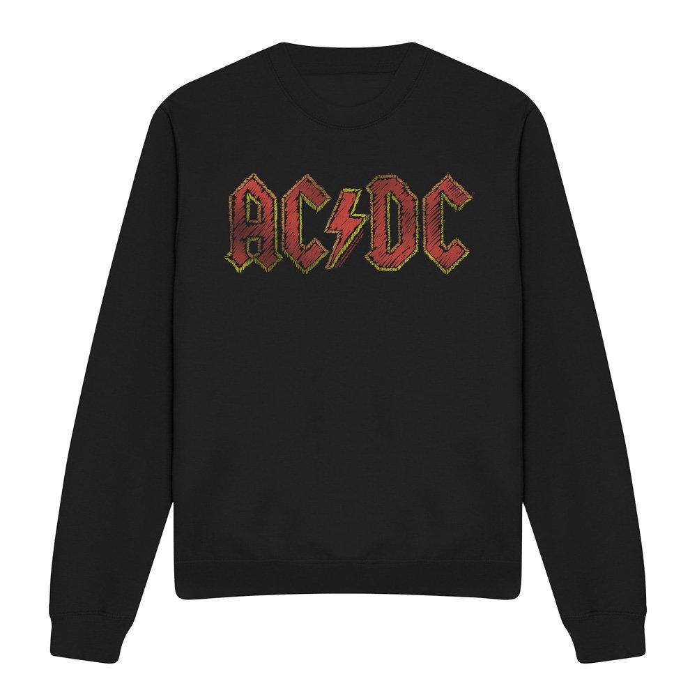 Black - ACDC - AC DC Hand Drawn Logo Crew Sweatshirt Black - 4