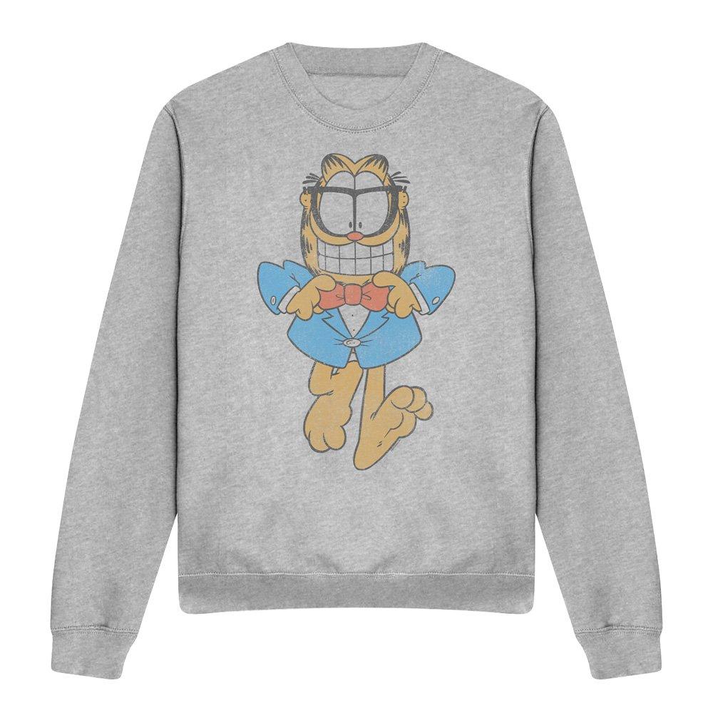Light Grey - Garfield - Garfield Dapper Cat Crew Sweatshirt Athletic Heat - 4