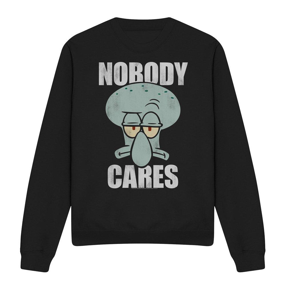 Black - Spongebob - Spongebob Nobody Cares Meme Crew Sweatshirt Black - 4