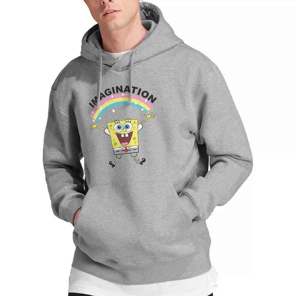 Spongebob Men's Simple Imagination Hoodie Athletic Heat - Light Grey - L