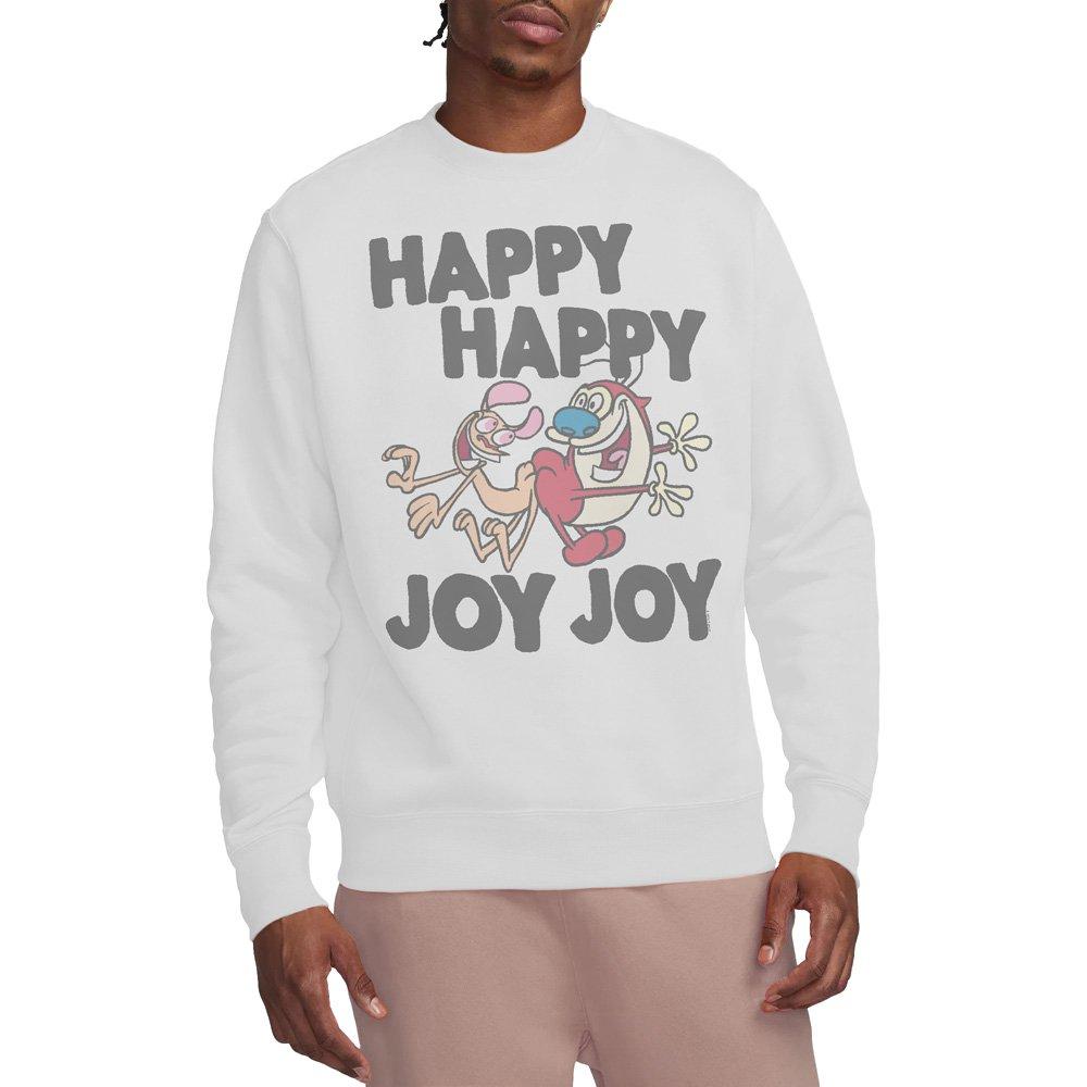 White - Other - Ren And Stimpy Happy Happy Joy Joy Unisex Crew Swe - 1