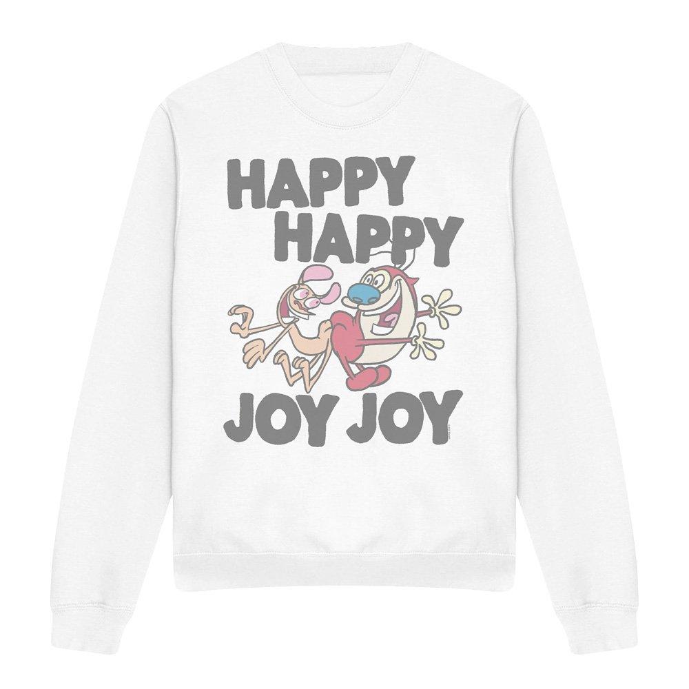 White - Other - Ren And Stimpy Happy Happy Joy Joy Unisex Crew Swe - 4