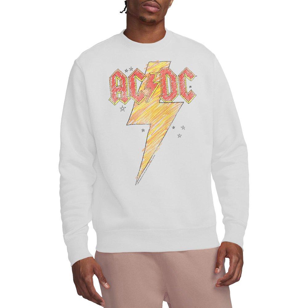 White - ACDC - AC DC Sketch Bolt Crew Sweatshirt White - 1