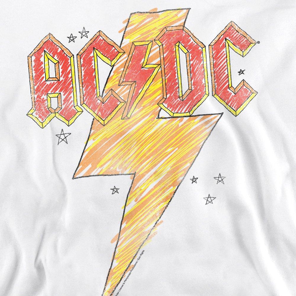 White - ACDC - AC DC Sketch Bolt Crew Sweatshirt White - 2