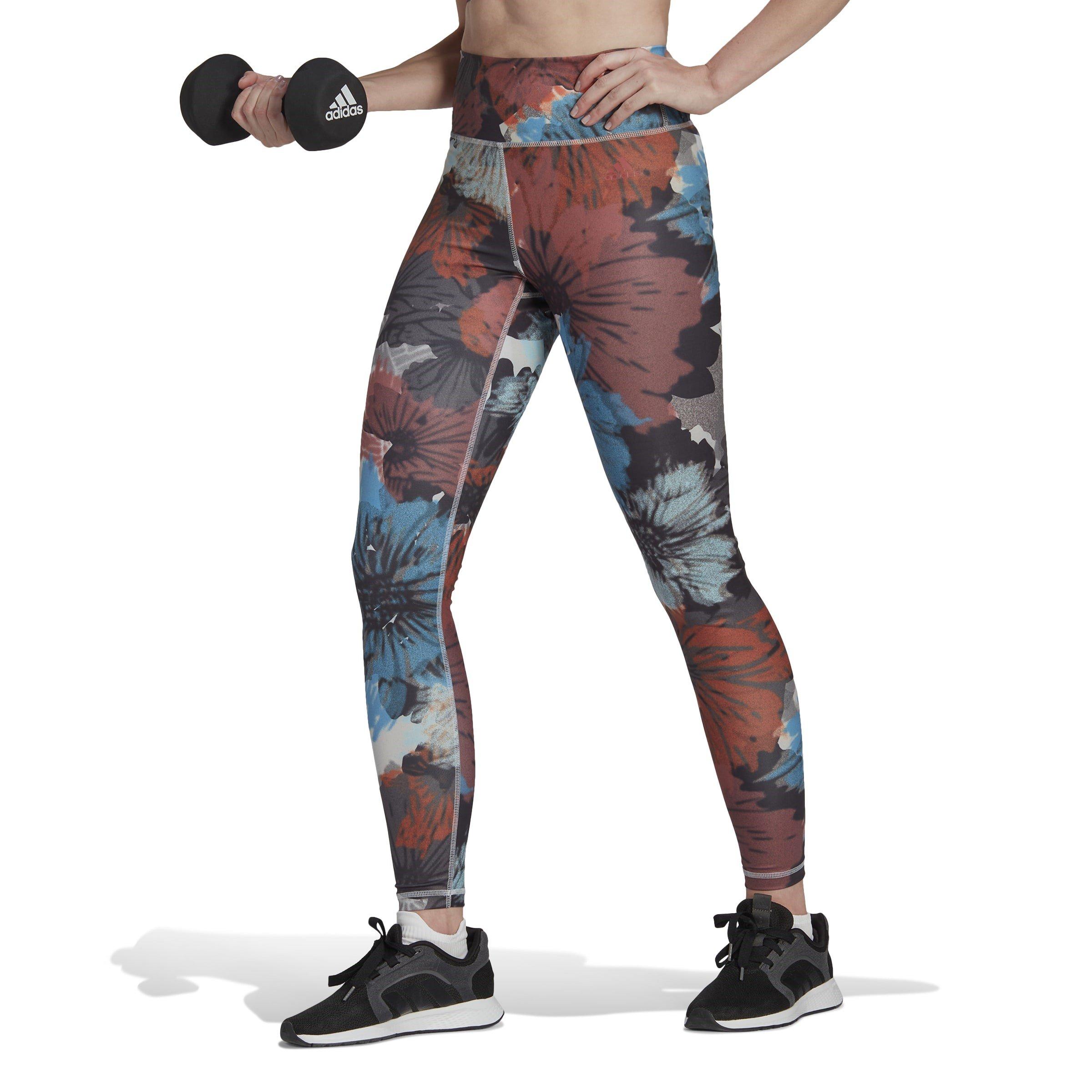 Greone/Red - adidas - Training Essentials Printed Gym Legging Womens - 2