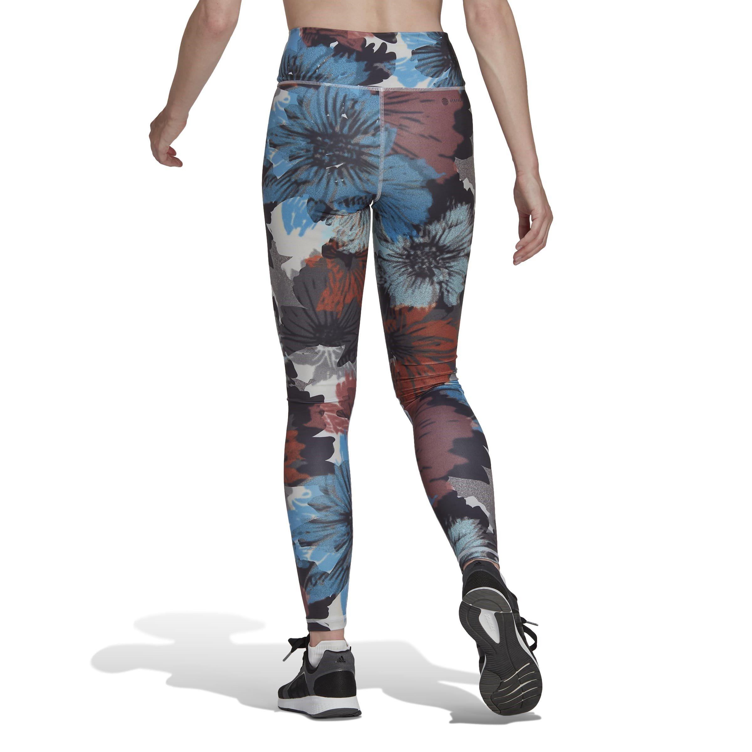 Greone/Red - adidas - Training Essentials Printed Gym Legging Womens - 3