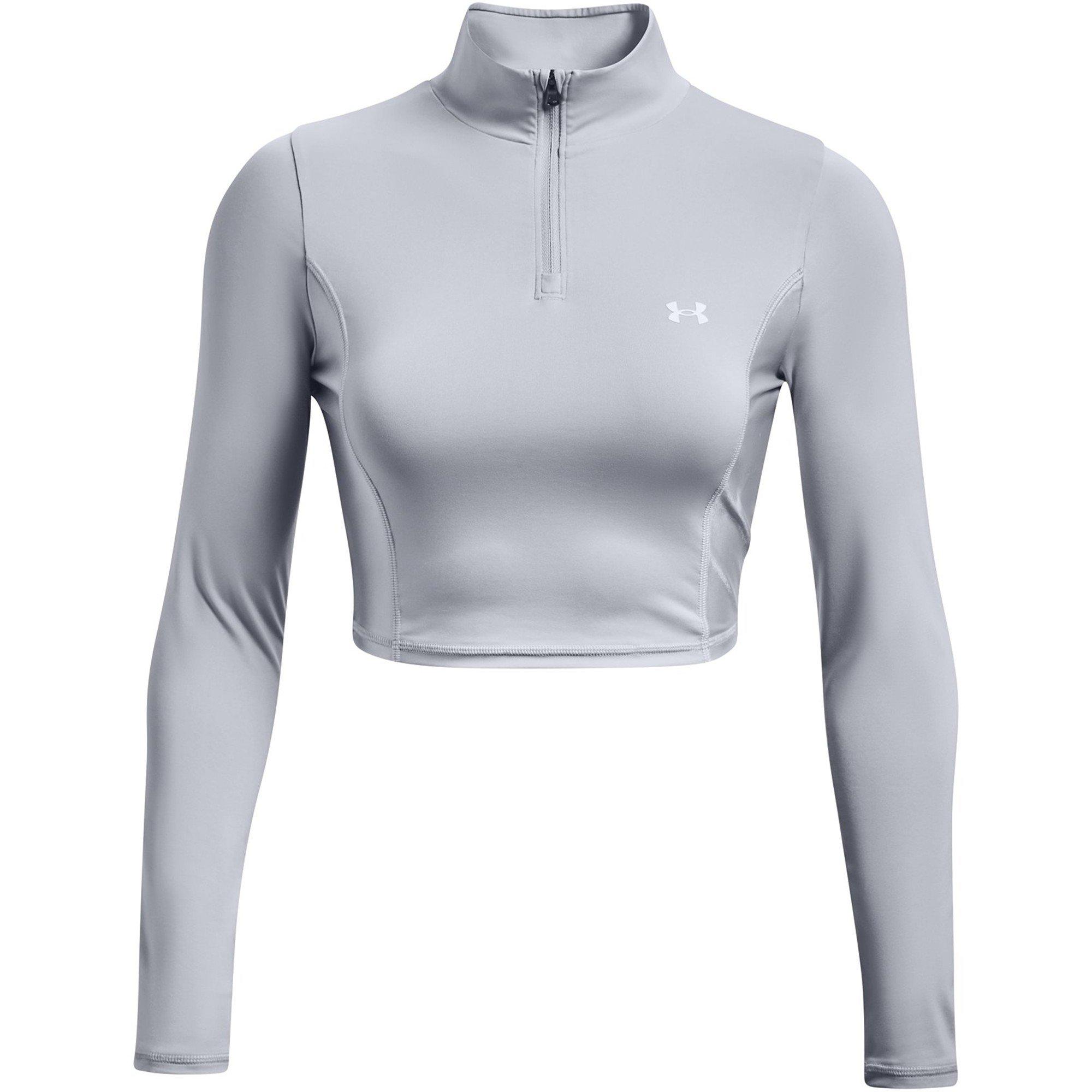 Gray - Under Armour - UA Shine Crop 1/4 Zp Ld99 - 1