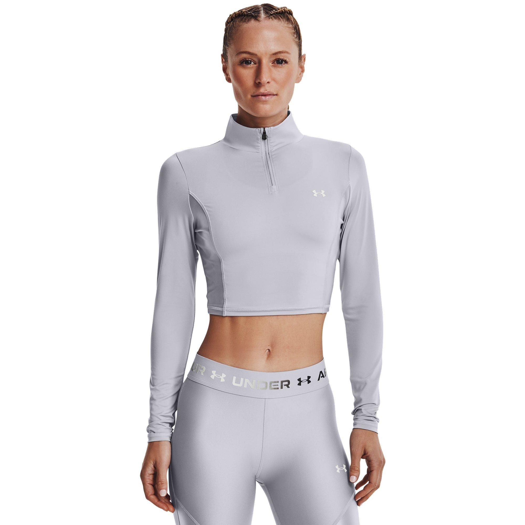 Gray - Under Armour - UA Shine Crop 1/4 Zp Ld99 - 3