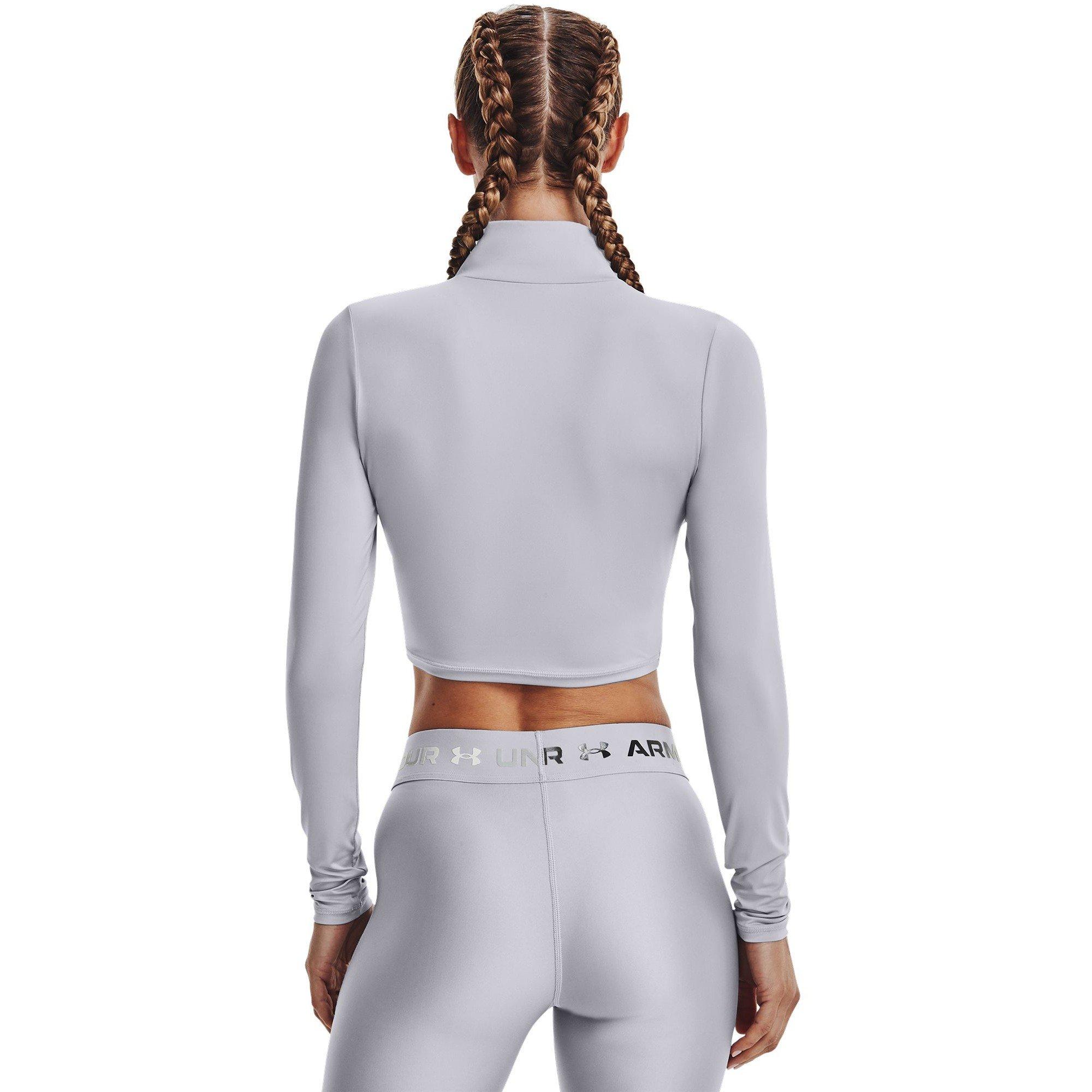 Gray - Under Armour - UA Shine Crop 1/4 Zp Ld99 - 4