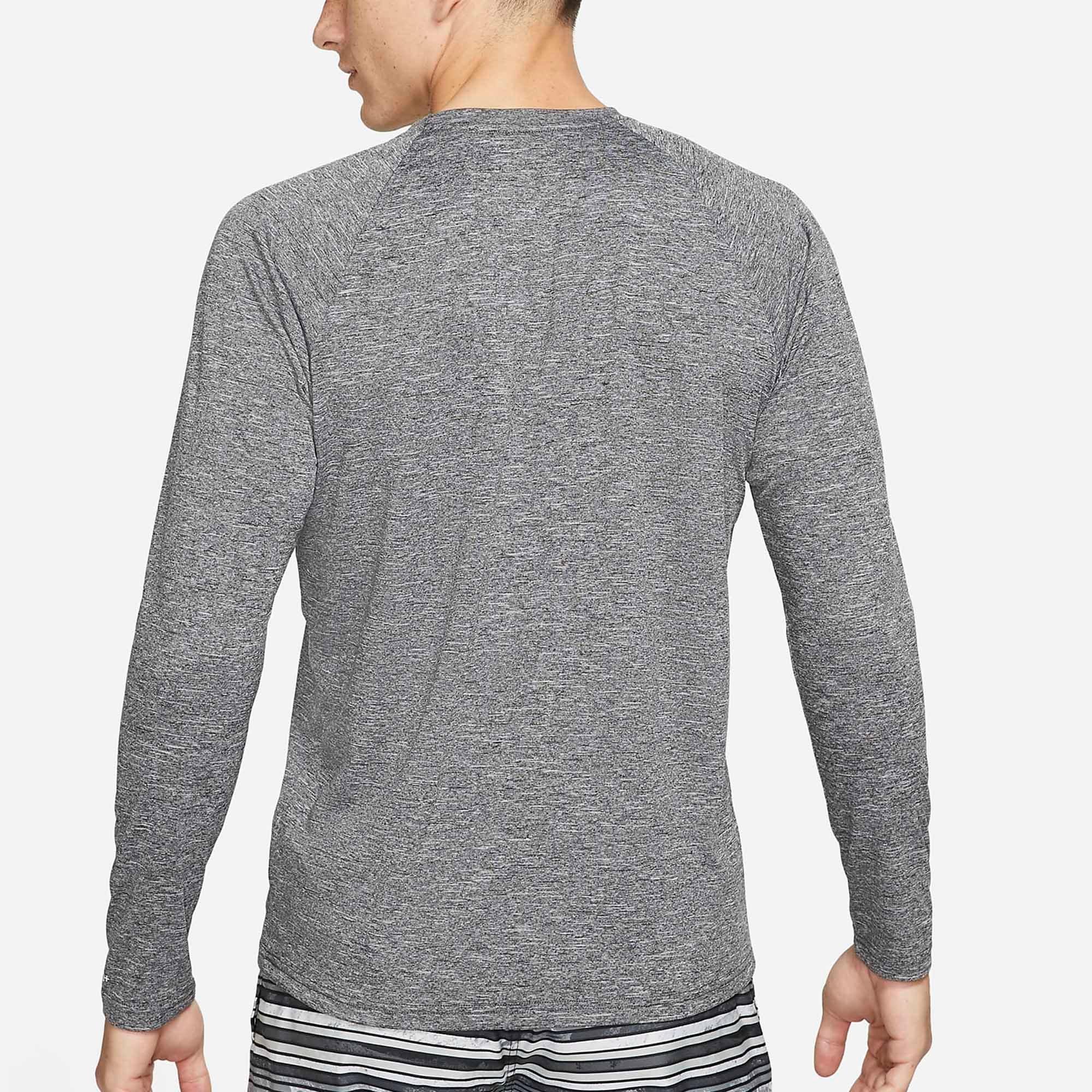 Grey - Nike - Heathered Mens Long Sleeve Hydroguard Swim Shirt - 2