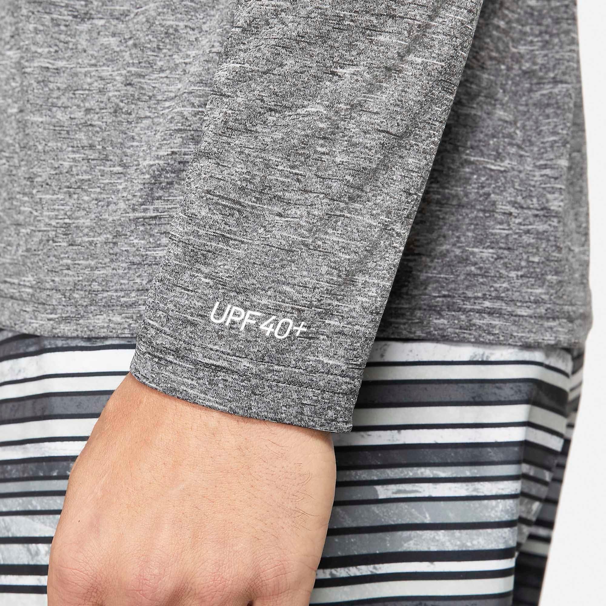 Grey - Nike - Heathered Mens Long Sleeve Hydroguard Swim Shirt - 3