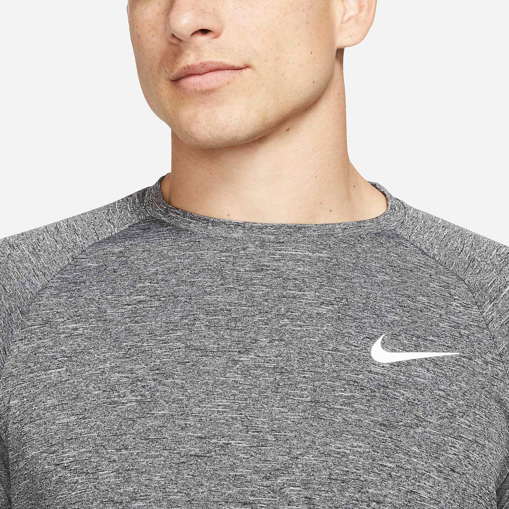 Grey - Nike - Heathered Mens Long Sleeve Hydroguard Swim Shirt - 5